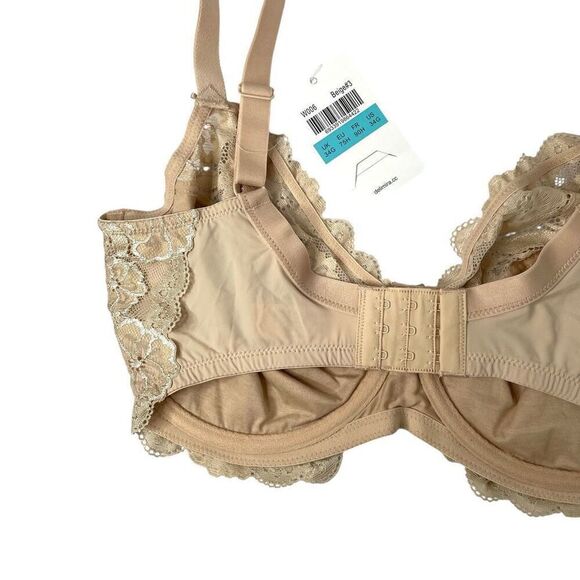 NEW Delimira Full Coverage Lace Underwire Unlined Bra Size 34G nude tan - Picture 12 of 12